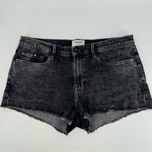 Frame Black Acid Wash Le Cutoff High Rise Festival Short